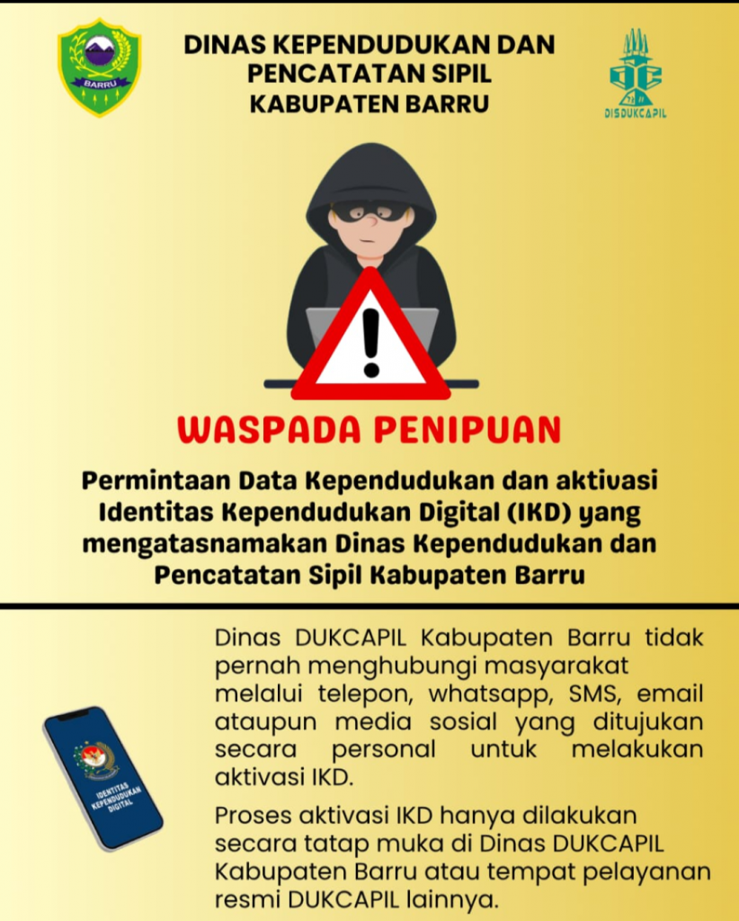 Dukcapil Barru Imbau Warga Waspadai Penipuan Bermodus Aktivasi IKD